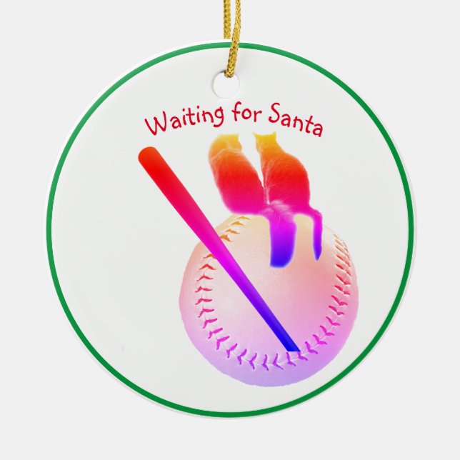 Katter på en baseball Ceramic Ornament (Framsidan)