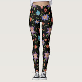 Katter på färgrika blommor leggings