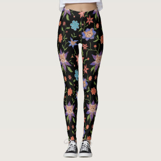 Katter på färgrika blommor leggings