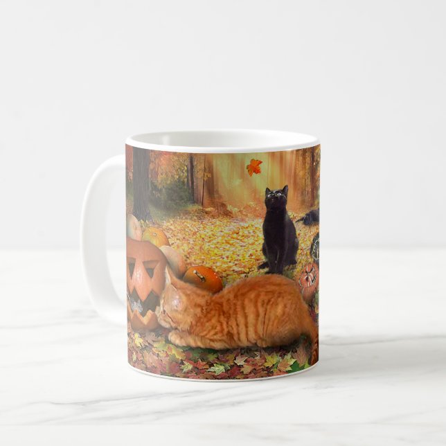 Katter på hösten kaffemugg (Framsida vänster)
