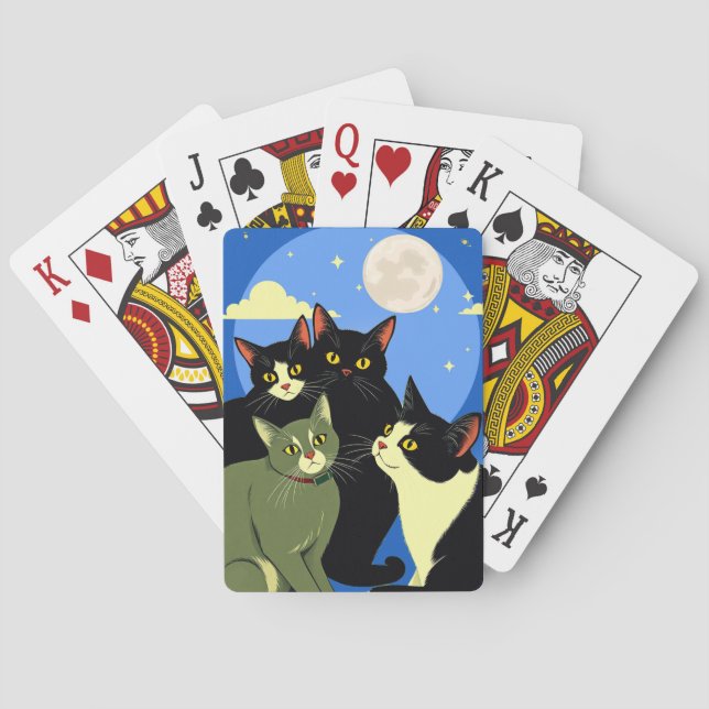 Katter på jakt under fullmåne  casinokort (Baksidan)