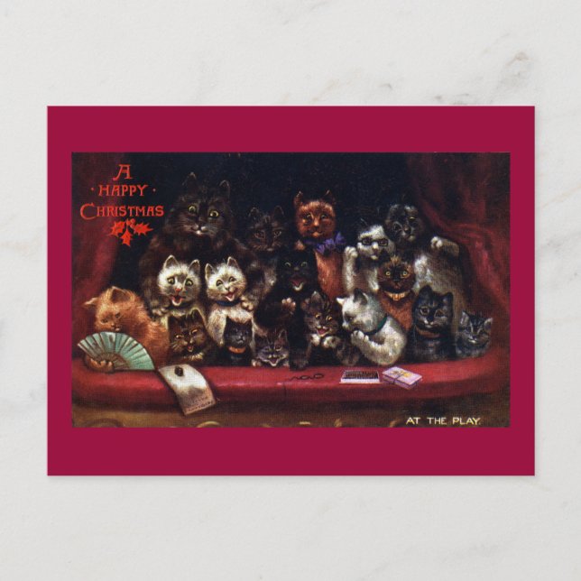 Katter på julteatern helg vykort (Framsida)