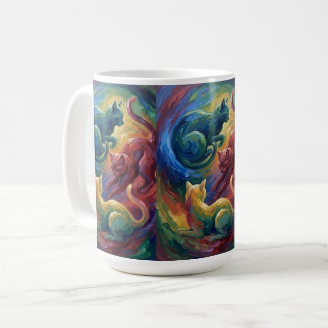 Katter på Leka - En Abstrakt Kaffemugg (Framsida vänster)