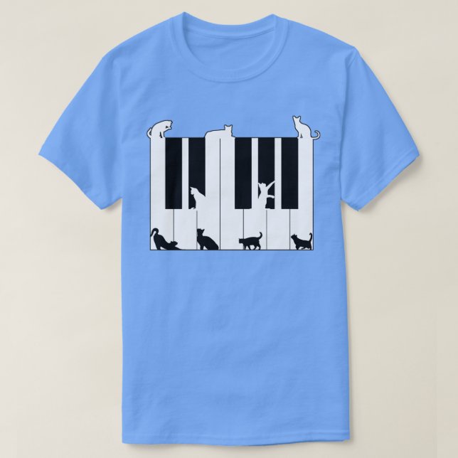 Katter på Piano Nycklar T Shirt (Design framsida)