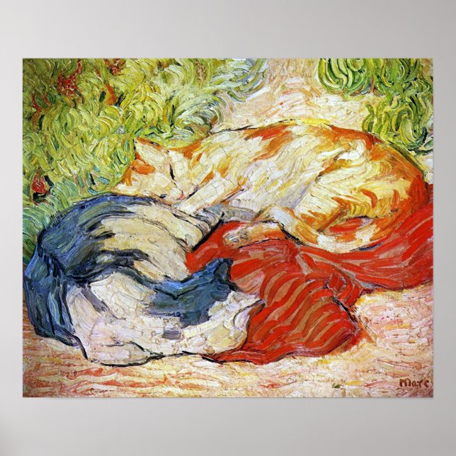 Katter på Röda Trasa, Franz Marc Poster (Framsidan)