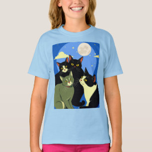 Katter på rov under fullmånen  t shirt