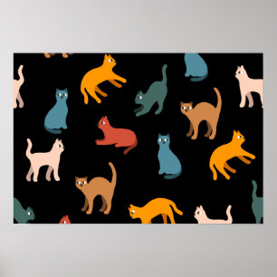 Katter på svart poster