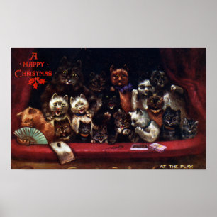 Katter på teatern för jul Louis Wain Poster