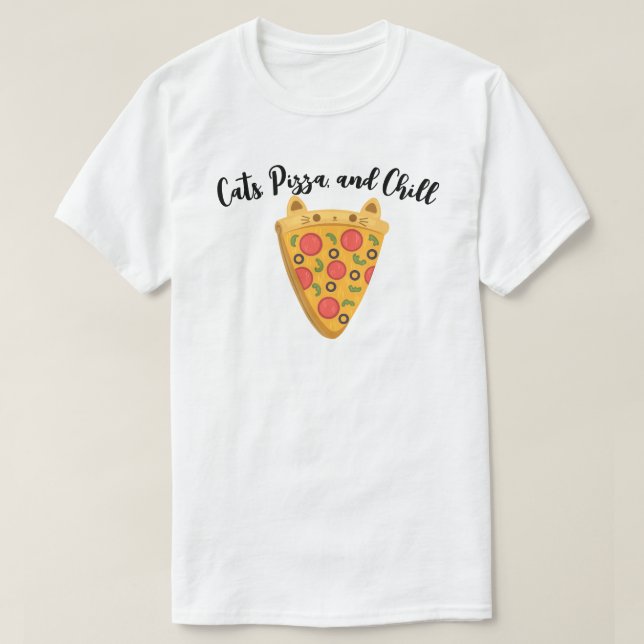 Katter, pizza och chili t shirt (Design framsida)