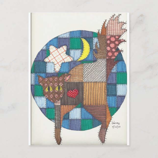 Katter - Quilted Vykort (Framsida)