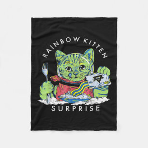 Katter Rainbow Kitten Surprise Cute Eat Retro Anim Fleecefilt
