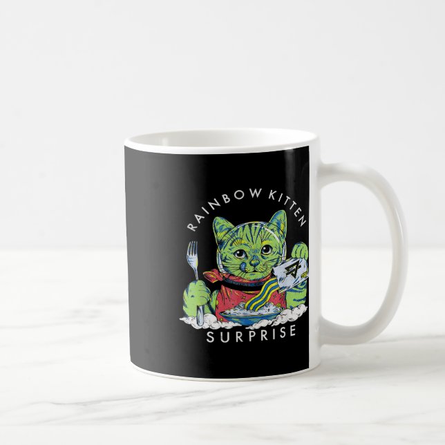 Katter Rainbow Kitten Surprise Cute Eat Retro Anim Kaffemugg (Höger)