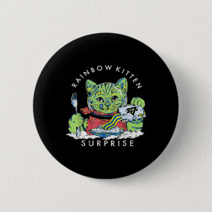 Katter Rainbow Kitten Surprise Cute Eat Retro Anim Knapp