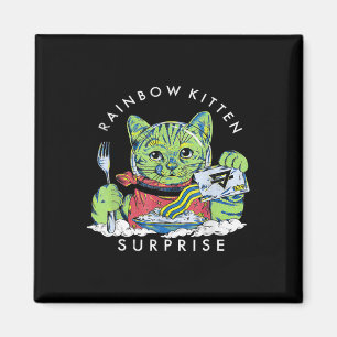 Katter Rainbow Kitten Surprise Cute Eat Retro Anim Magnet