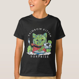 Katter Rainbow Kitten Surprise Cute Eat Retro Anim T Shirt