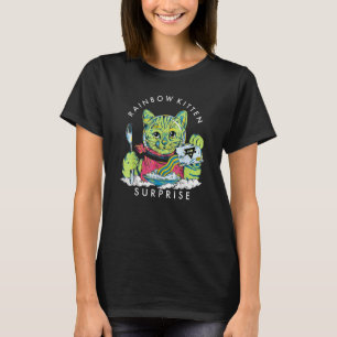 Katter Rainbow Kitten Surprise Cute Eat Retro Anim T Shirt
