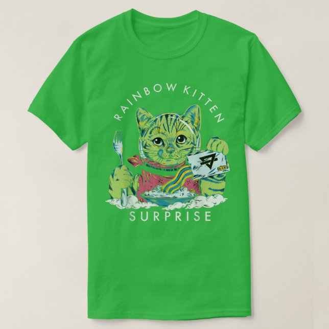 Katter Rainbow Kitten Surprise Cute Eat Retro Anim T Shirt (Design framsida)