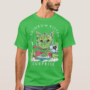 Katter Rainbow Kitten Surprise Cute Eat Retro Anim T Shirt
