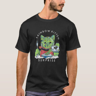 Katter Rainbow Kitten Surprise Cute Eat Retro Anim T Shirt