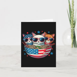 Katter Ramen Anime Amerikansk Flagga Usa Roligt 4: Kort