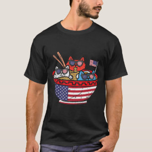 Katter Ramen Anime Amerikansk Flagga Usa Roligt 4: T Shirt