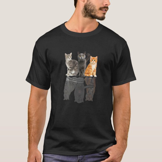 Katter Reflection Spegel Puma Cheetah Tiger Funny  T Shirt (Framsida)