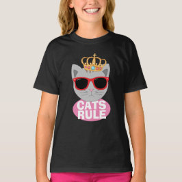 KATTER REGERAR Katt Med Krona Och Solglasögon T Sh Shirt