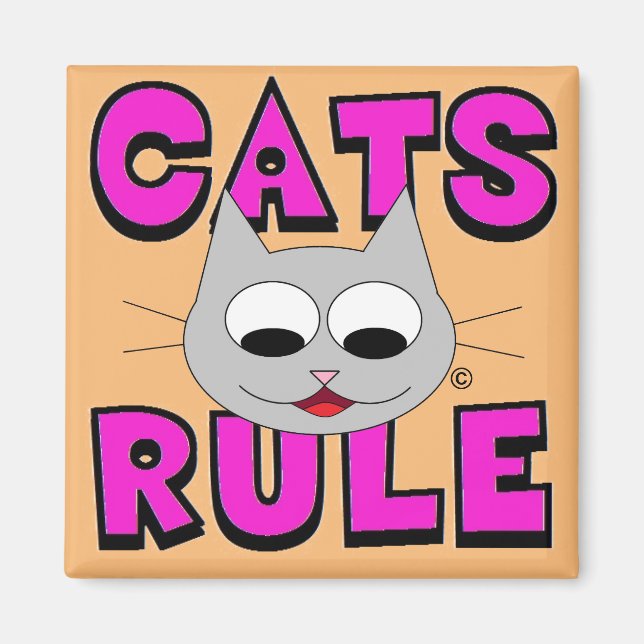 KATTER REGERAR Söt Kattälskare Magnet (Framsidan)