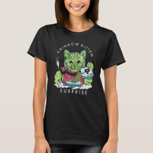 Katter Regnbåge Kattunge Överraskning Söt Äta Retr T Shirt
