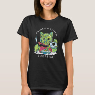 Katter Regnbåge Kattunge Överraskning Söt Äta Retr T Shirt