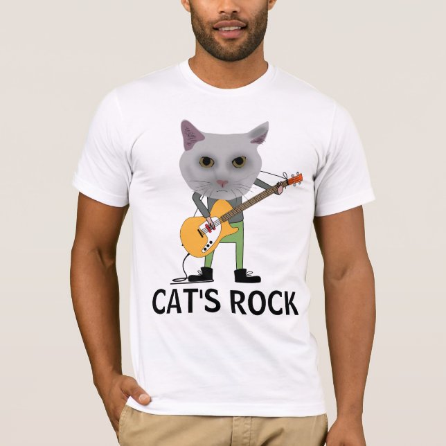 KATTER ROCKAR, KATT SPELAR GITAR T-Shirts (Framsida)
