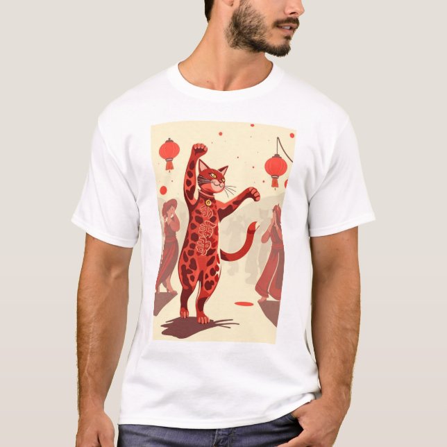 katter, rödkattdans t shirt (Framsida)