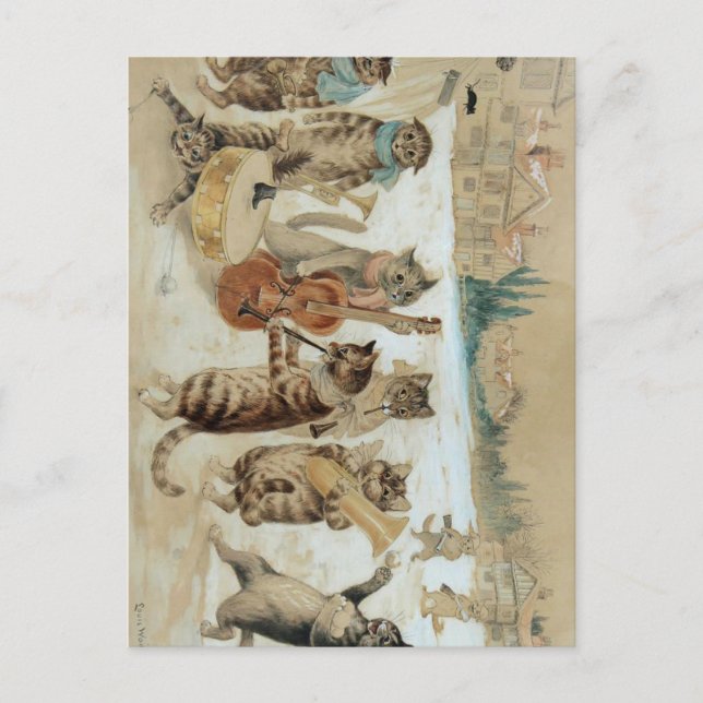 Katter sjunger julsånger av Louis Wain  Vykort (Framsida)