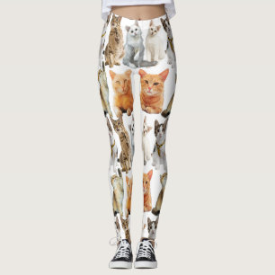 Katter skriver ut mönster 01x4 leggings