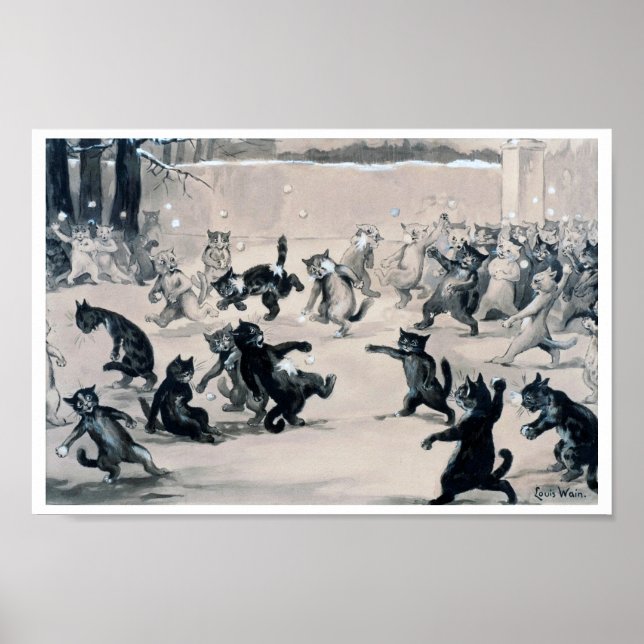 Katter Snowball Fight, Louis Wain Poster (Framsidan)