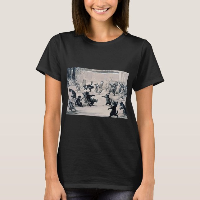Katter Snowball Fight, Louis Wain T Shirt (Framsida)