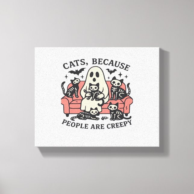 Katter som är Creepy Skeleton Halloween Tover Canvastryck (Framsida)