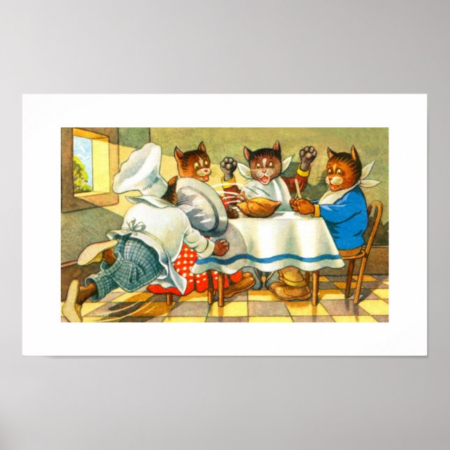 Katter som äter middag poster (Framsidan)