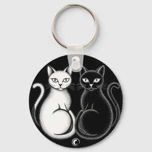 Katter som bildar en Ying-Yang-inspirerad komposit Nyckelring