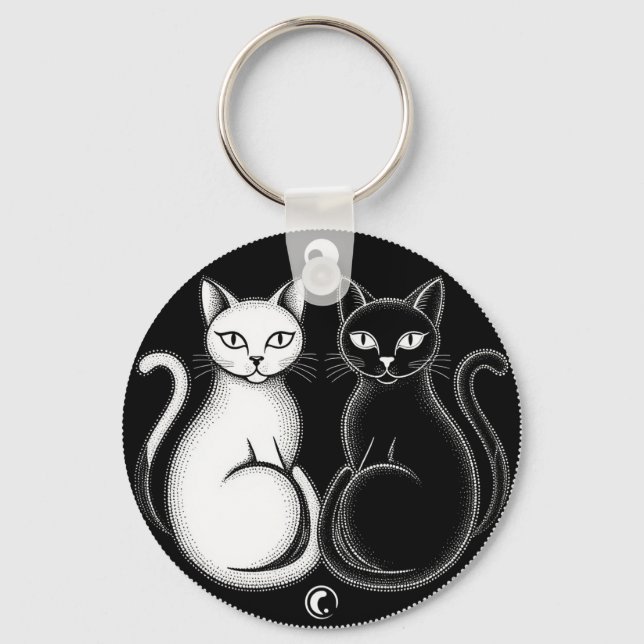 Katter som bildar en Ying-Yang-inspirerad komposit Nyckelring (Framsida)