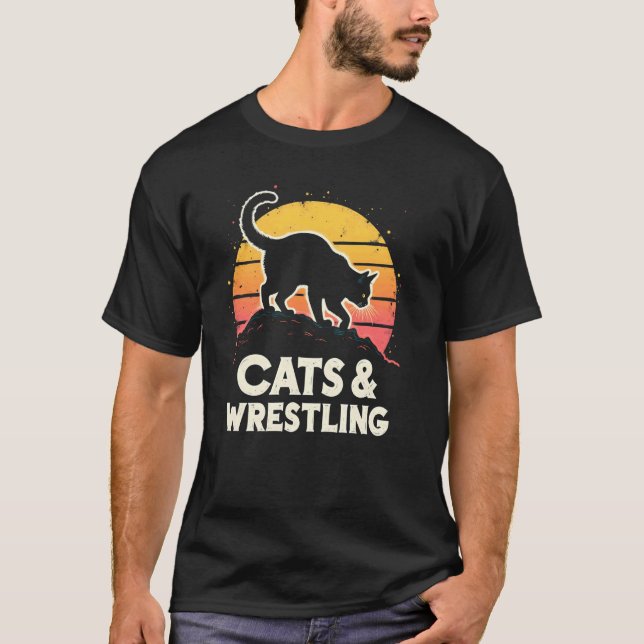 Katter som brottas listigt t shirt (Framsida)