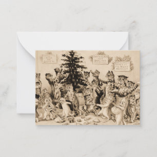 Katter som dekorerar Julgran av Louis Wain Anteckningskort