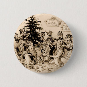 Katter som dekorerar Julgran av Louis Wain Knapp