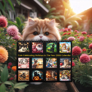 Katter som firar Helgdagar år 20XX Kalender