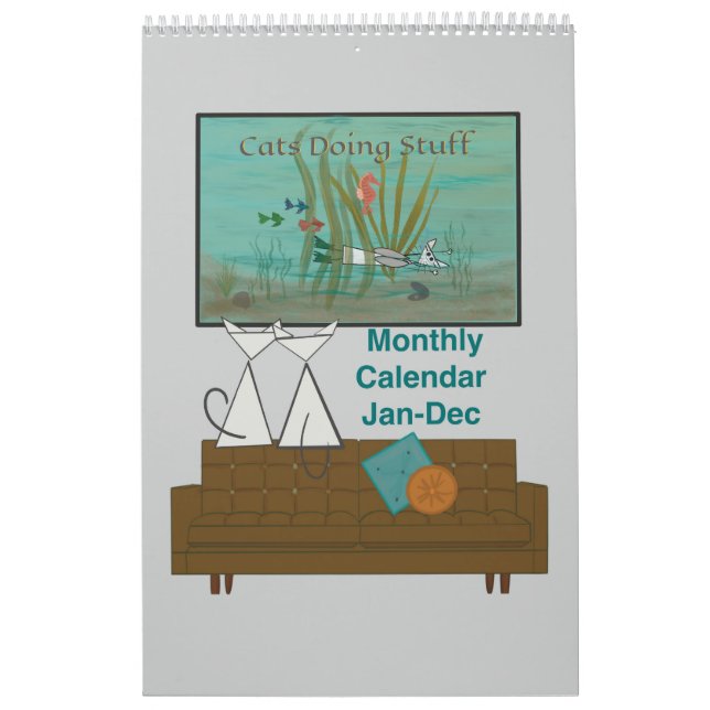 Katter som gör Saker 12-månaders kalender (Omslag)
