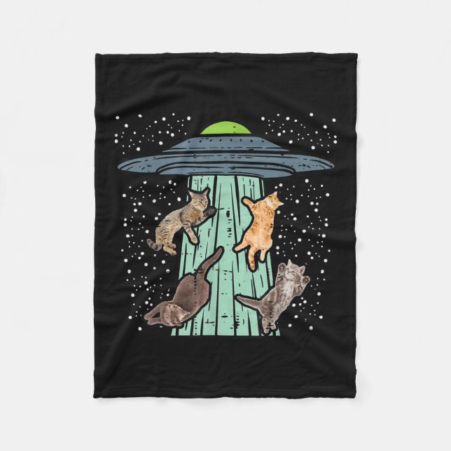 Katter som har förts bort av Ufo Funny Alien Space Fleecefilt (Framsidan)