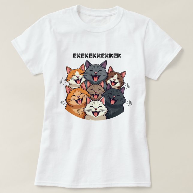 Katter som kacklar, kvittrar, ekekek t shirt (Design framsida)