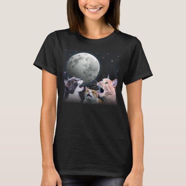 Katter som köttas vid Måne Kat Space Kitten Joke T Shirt (Framsida)