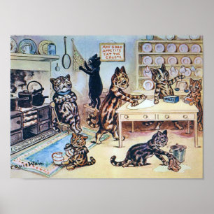 Katter som lagar mat, Louis Wain Poster