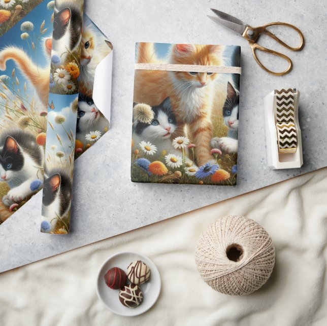 Katter som leker i blomsterkassen presentpapper (Hantverk)
